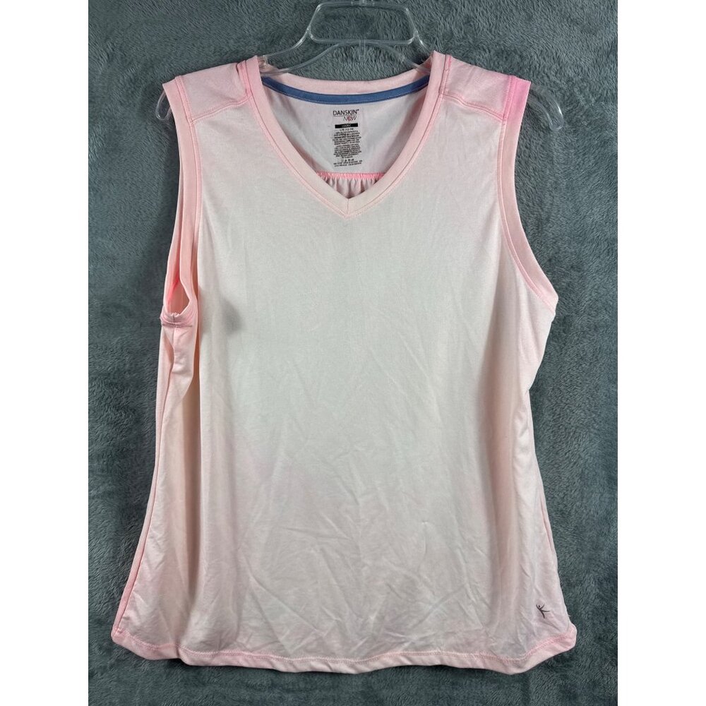 Danskin Now Womens Pink Sleeveless Athletic Tank Top L Loose Fit